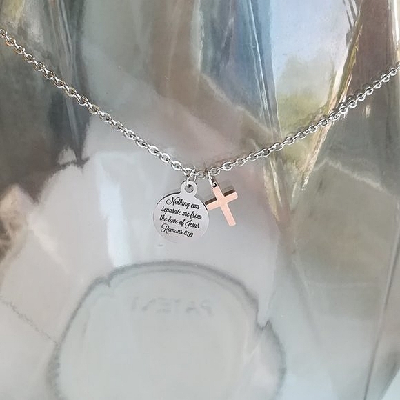 Christian Bible Verse Scripture Cross Necklace - Picture 3 of 3
